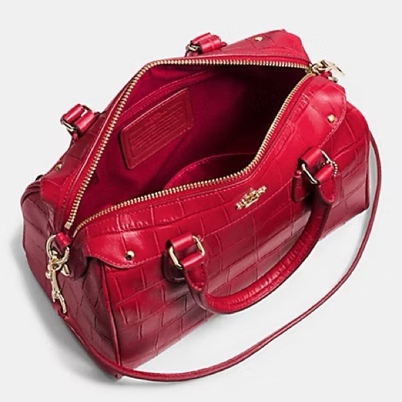 Coach Mini Bennett Satchel | Red Croc Embossed Leather | NWT - Picture 3 of 7